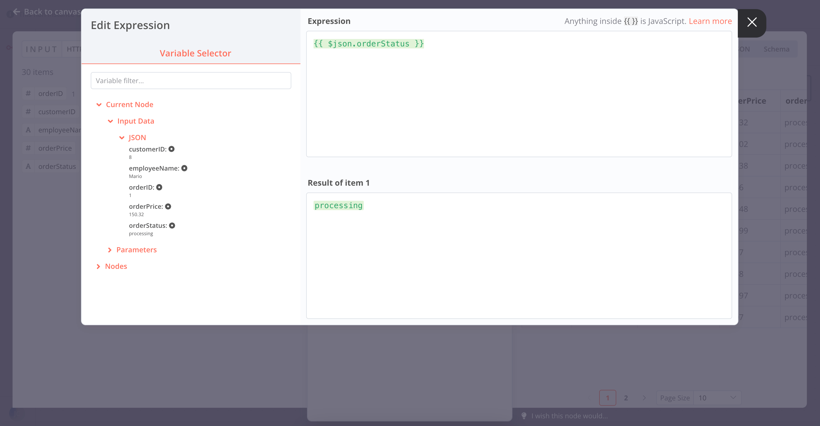 Expression Editor in the IF node