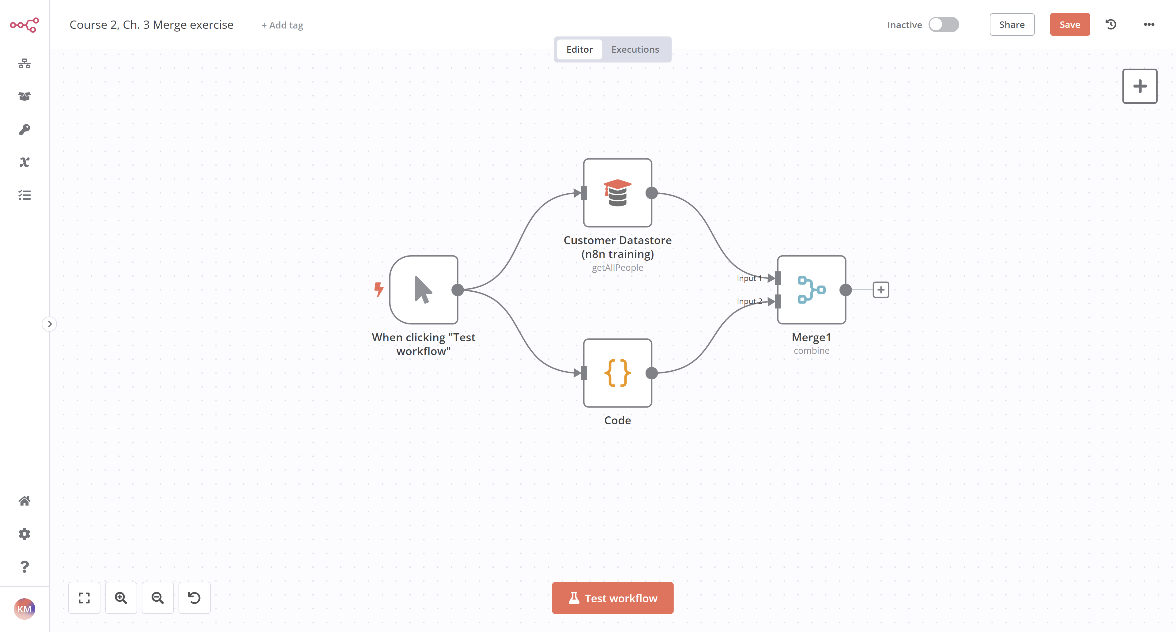 Workflow exercise for merging data